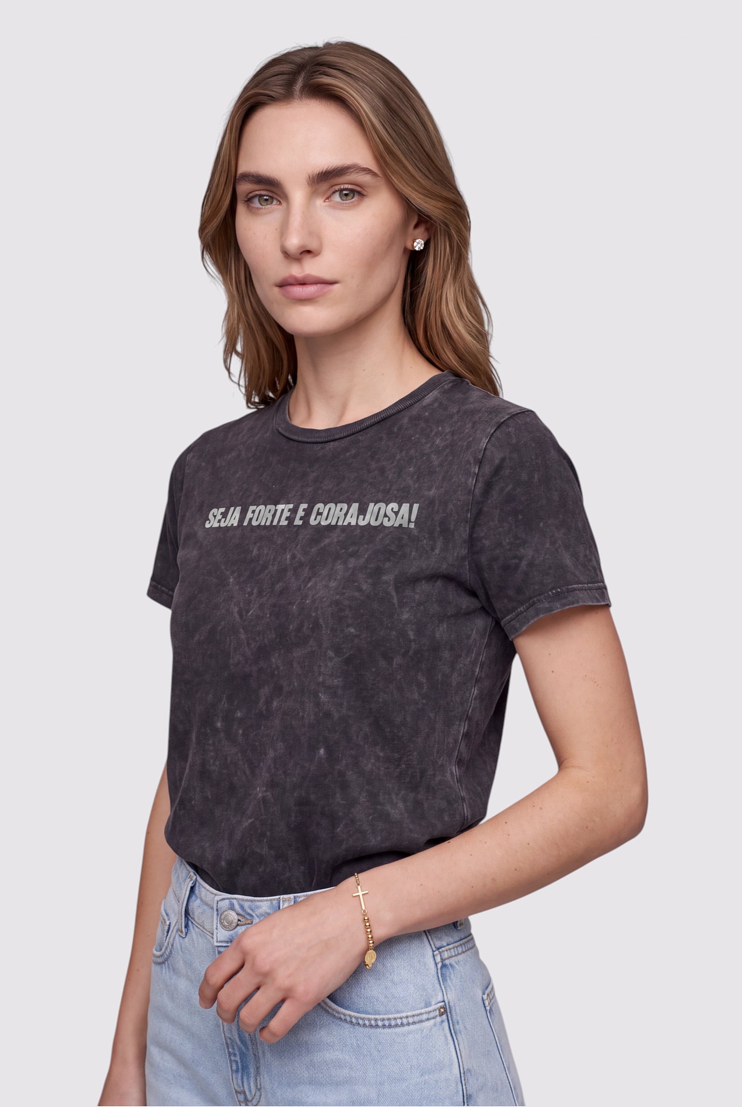 T-Shirt  Seja Forte E Corajosa - Feminino