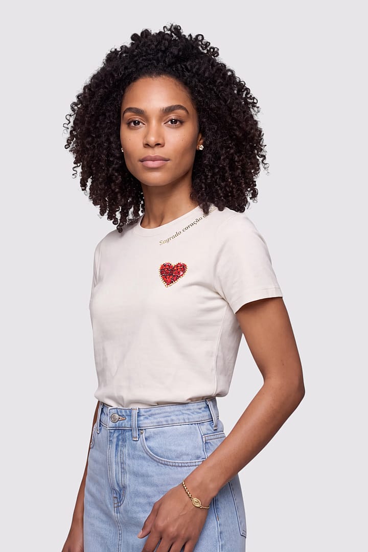 Camiseta Sagrado Coração De Mãe - Feminino