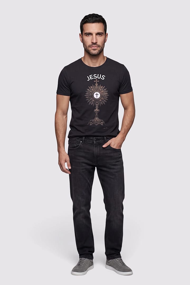 Camiseta Oversized Jesus Neon Preto - Masculino
